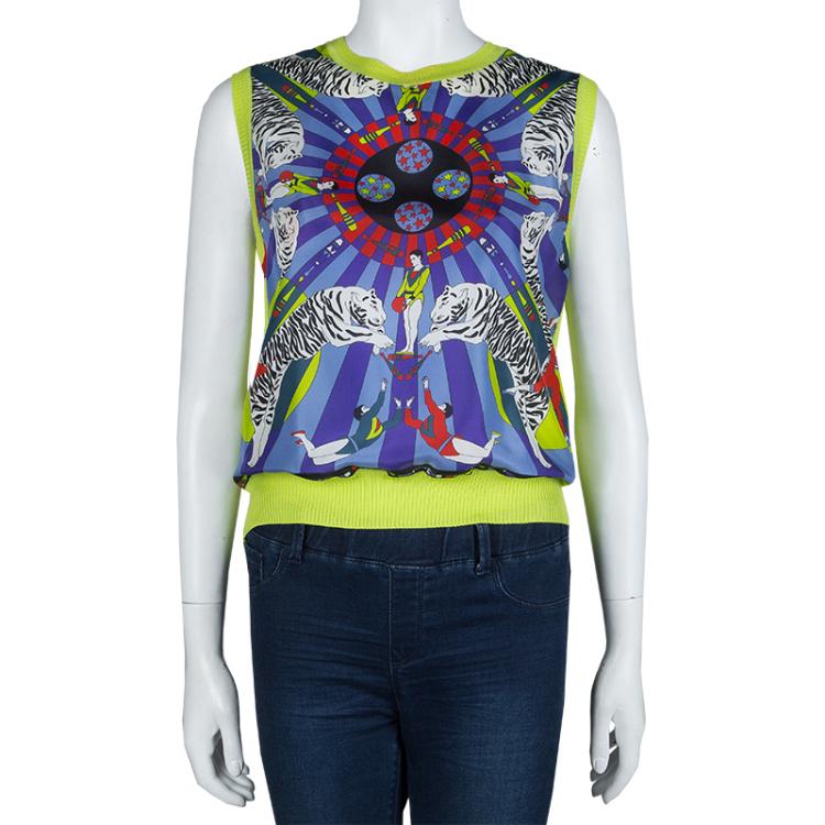 Pre Owned M Missoni Multicolor Tiger Print Sleeveless Knit Top M