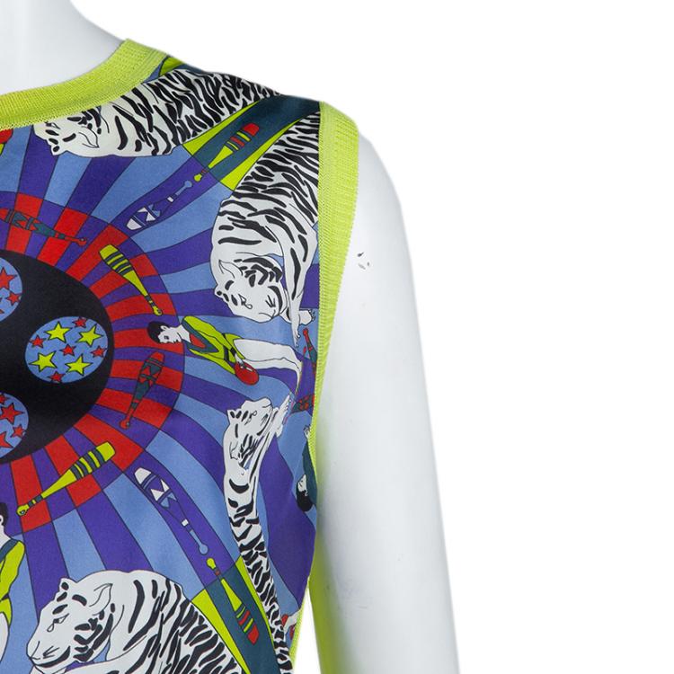 Pre Owned M Missoni Multicolor Tiger Print Sleeveless Knit Top M