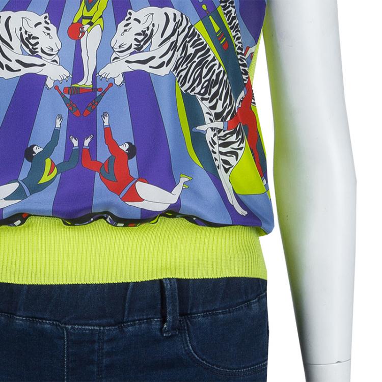 Pre Owned M Missoni Multicolor Tiger Print Sleeveless Knit Top M