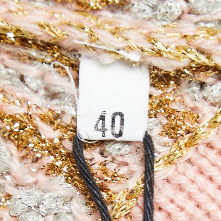 مملوكة مسبقًا M Missoni Gold/Multicolor Knit Cropped Tweed Jacket S
