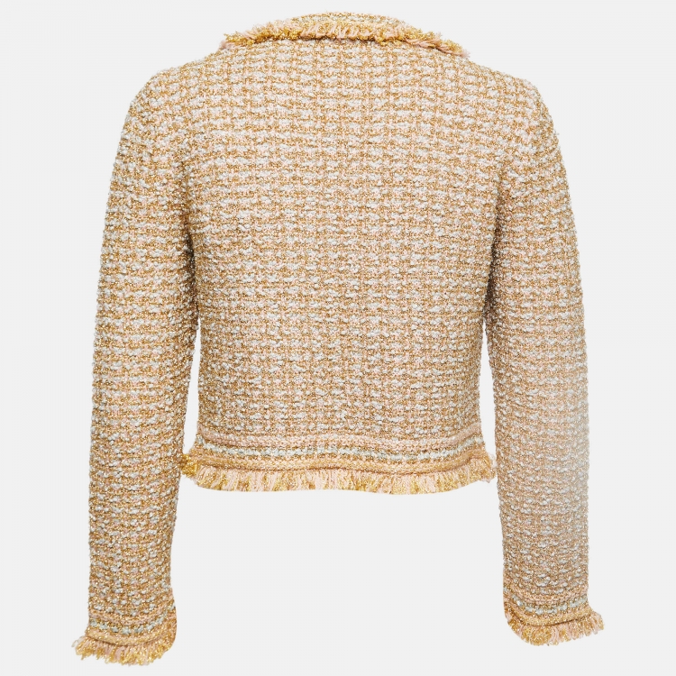 مملوكة مسبقًا M Missoni Gold/Multicolor Knit Cropped Tweed Jacket S