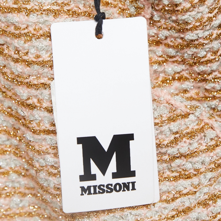 مملوكة مسبقًا M Missoni Gold/Multicolor Knit Cropped Tweed Jacket S