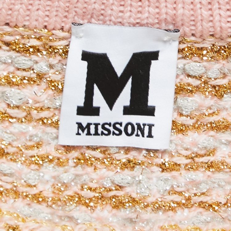 مملوكة مسبقًا M Missoni Gold/Multicolor Knit Cropped Tweed Jacket S