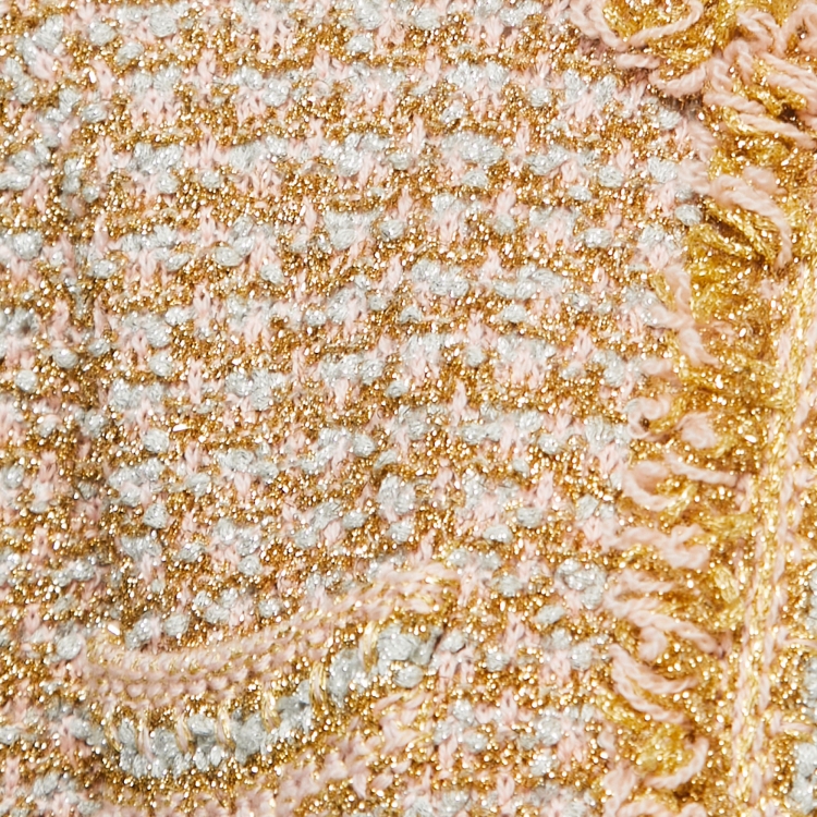 مملوكة مسبقًا M Missoni Gold/Multicolor Knit Cropped Tweed Jacket S