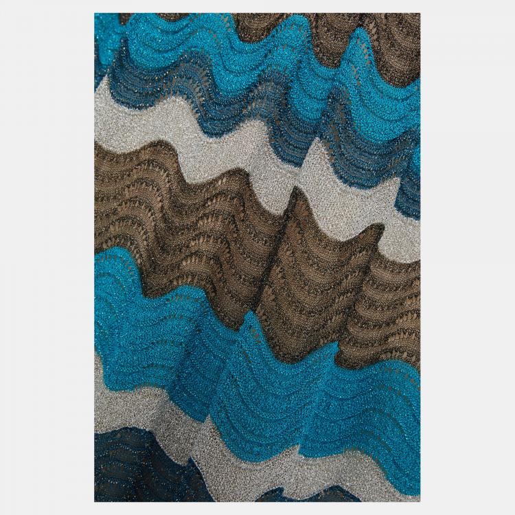مملوكة مسبقًا M Missoni Blue Lurex Knit Sleeveless Maxi Dress L (IT 44)