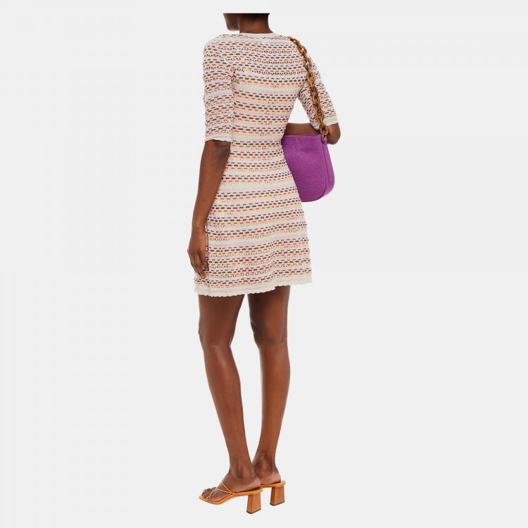 Pre Owned M Missoni Beige/Multicolor Patterned Knit Mini Dress M (IT 42)