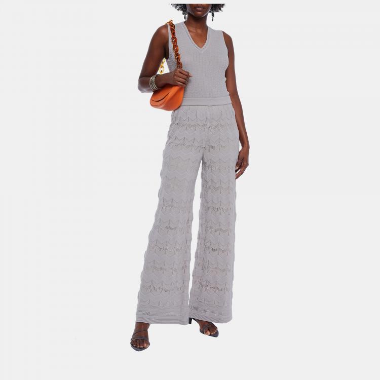 Pre Owned M Missoni Wool Wide Leg Pants IT 40