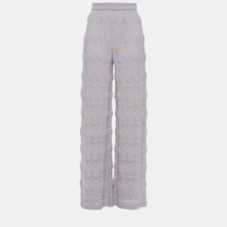 Pre Owned M Missoni Wool Wide Leg Pants IT 40