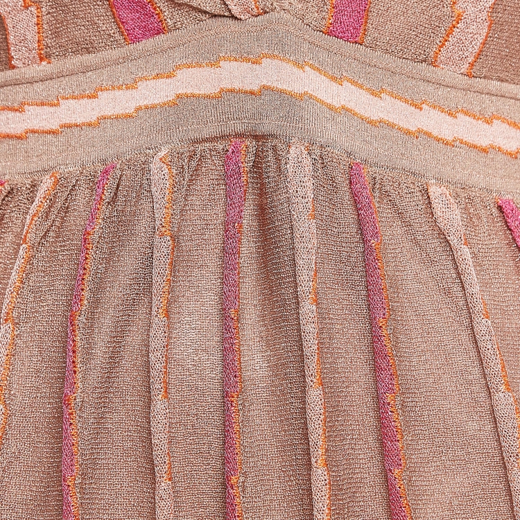 Pre Owned M Missoni Pink Patterned Lurex Knit Midi Dress M