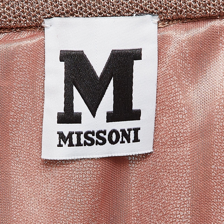 Pre Owned M Missoni Pink Patterned Lurex Knit Midi Dress M