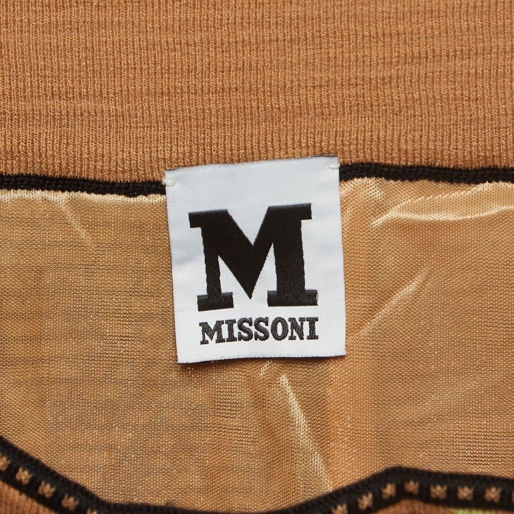 Pre Owned M Missoni Brown Floral Patterned Knit Skirt L