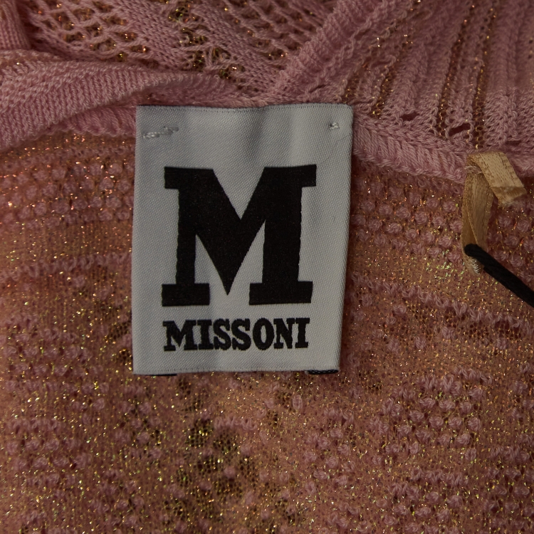 Pre Owned M Missoni Pink Patterned Lurex Knit Top M