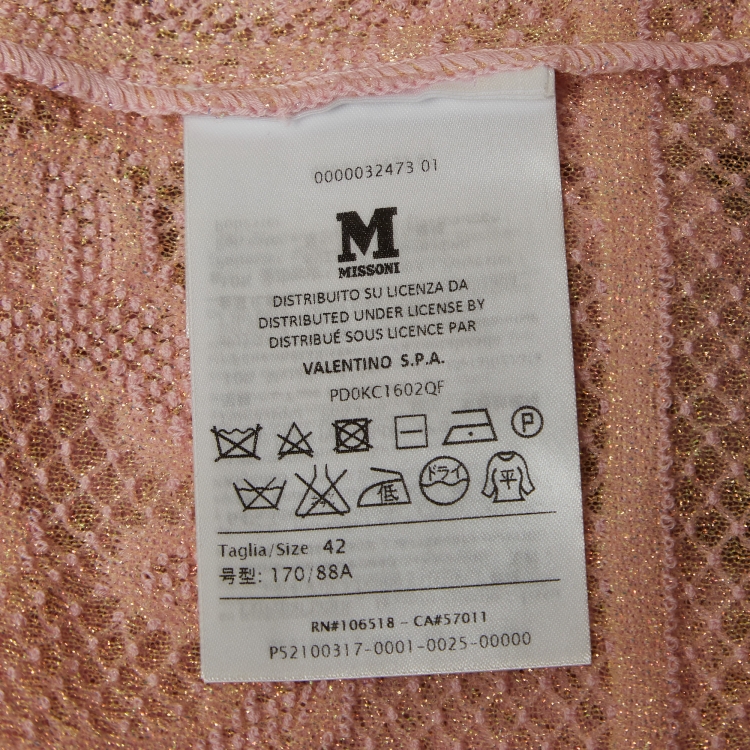 Pre Owned M Missoni Pink Patterned Lurex Knit Top M