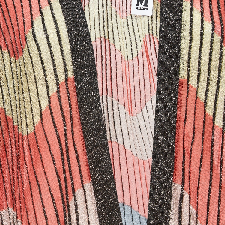 Pre Owned M Missoni Multicolor Striped Knit Flared Sleeve Cardigan L