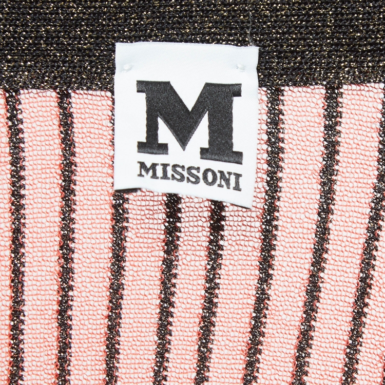 Pre Owned M Missoni Multicolor Striped Knit Flared Sleeve Cardigan L