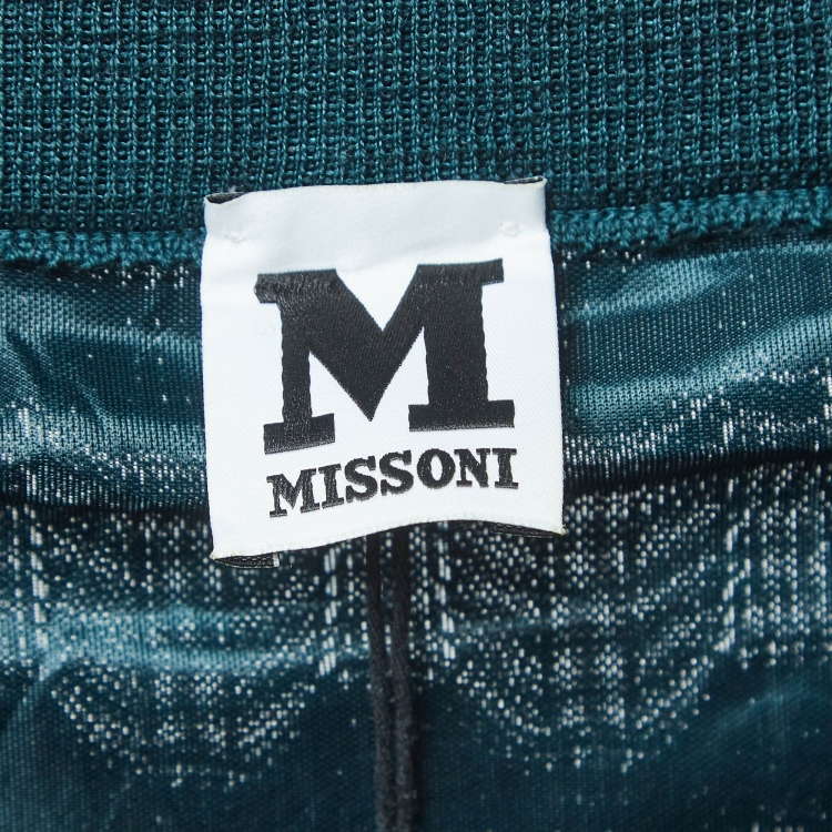 Pre Owned M Missoni Green Patterned Knit Maxi Skirt XL