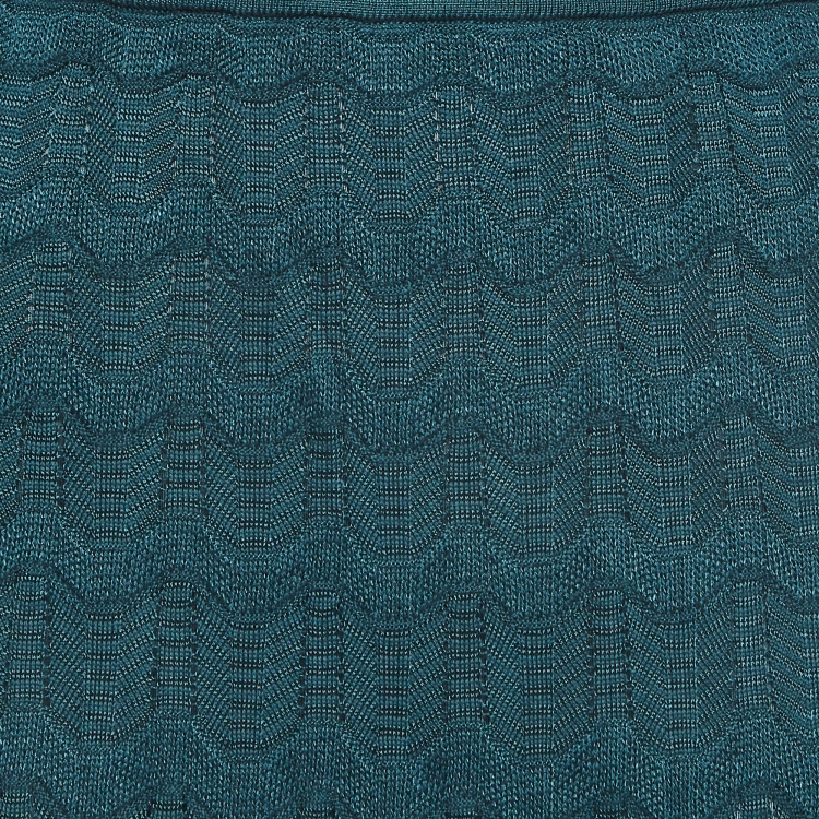 Pre Owned M Missoni Green Patterned Knit Maxi Skirt XL