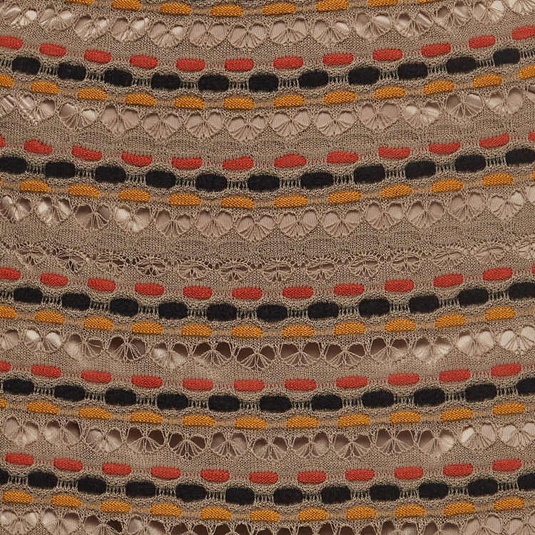 Pre Owned M Missoni Brown Stripe Pattern Knit Maxi Skirt S