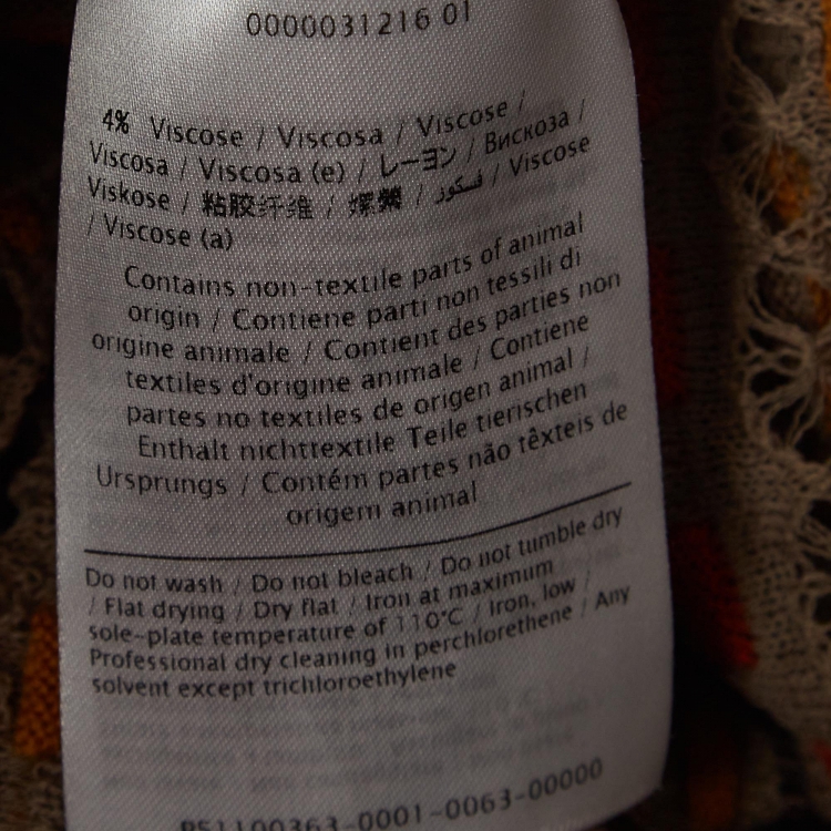 Pre Owned M Missoni Beige Eyelet Patterned Knit Cardigan M