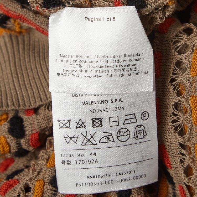 Pre Owned M Missoni Beige Eyelet Patterned Knit Cardigan M