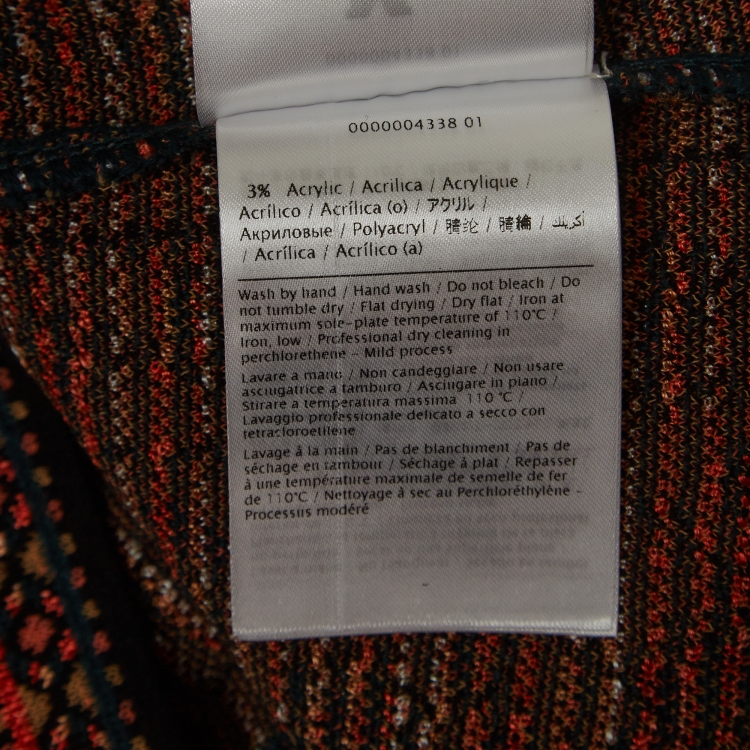 Pre Owned M Missoni Multicolor Patterned Knit Long Sleeve Midi Dress M