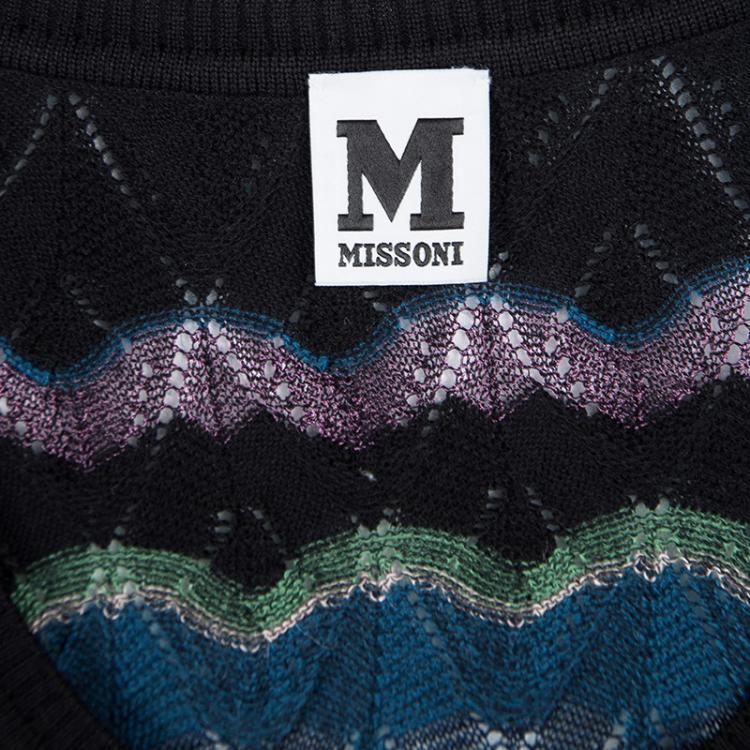 Pre Owned M Missoni Multicolor Perforated Knit Sleeveless Sweater S
