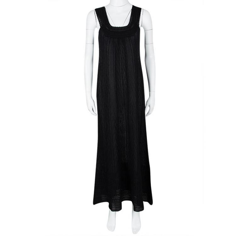 Pre Owned M Missoni Black Knit Chevron Pattern Sleeveless Dress S