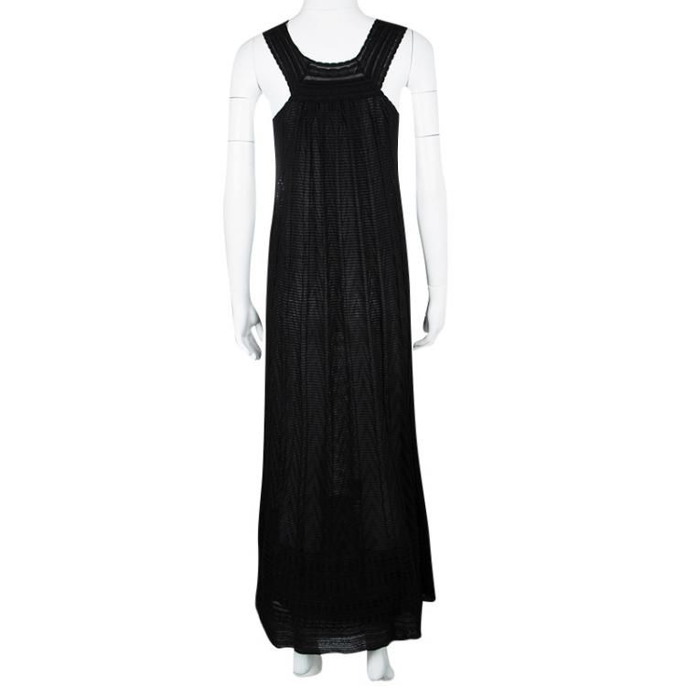 Pre Owned M Missoni Black Knit Chevron Pattern Sleeveless Dress S