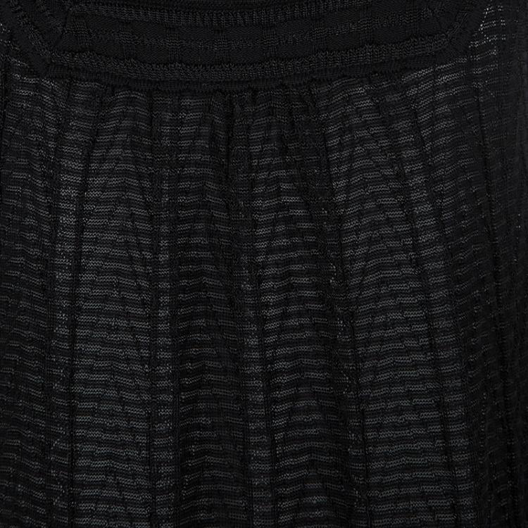 Pre Owned M Missoni Black Knit Chevron Pattern Sleeveless Dress S