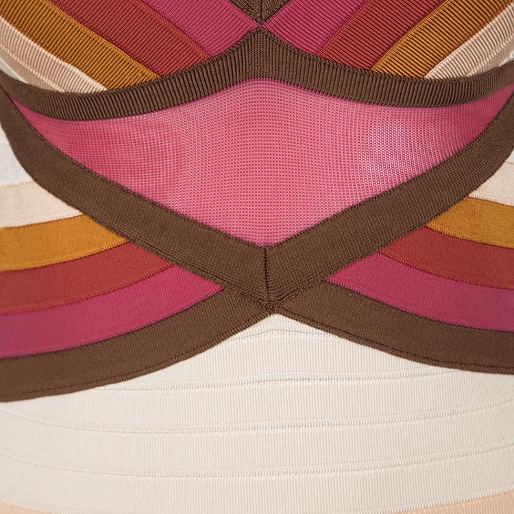 Pre Owned M Missoni Multicolor Striped Sleeveless Bandage Dress M