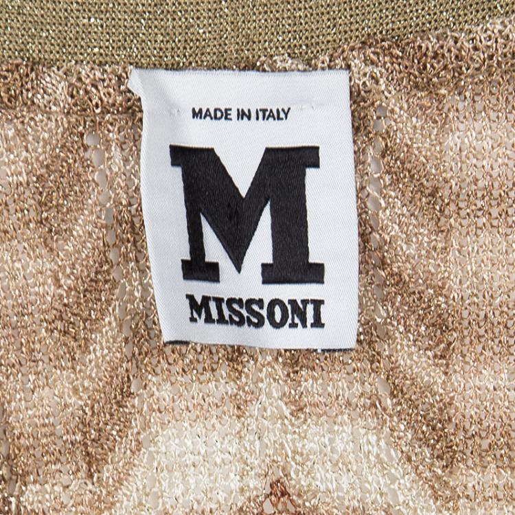 Pre Owned M Missoni Multicolor Lurex Knit Wave Pattern Button Front Cardigan M