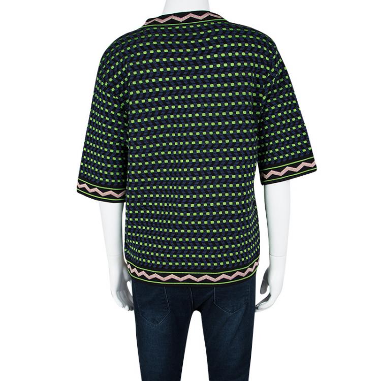 Pre Owned M Missoni Multicolour Knit Short Sleeve Top M