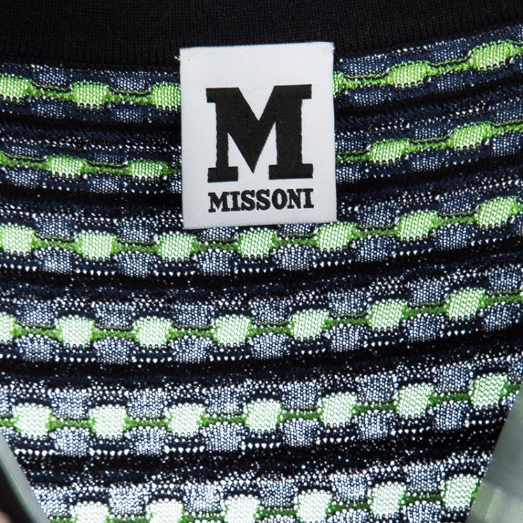 Pre Owned M Missoni Multicolour Knit Short Sleeve Top M