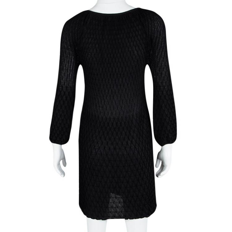 Pre Owned M Missoni Black Knit Long Sleeve Dress M
