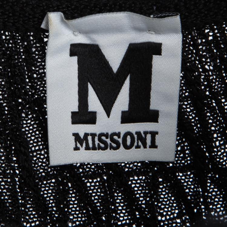 Pre Owned M Missoni Black Knit Long Sleeve Dress M