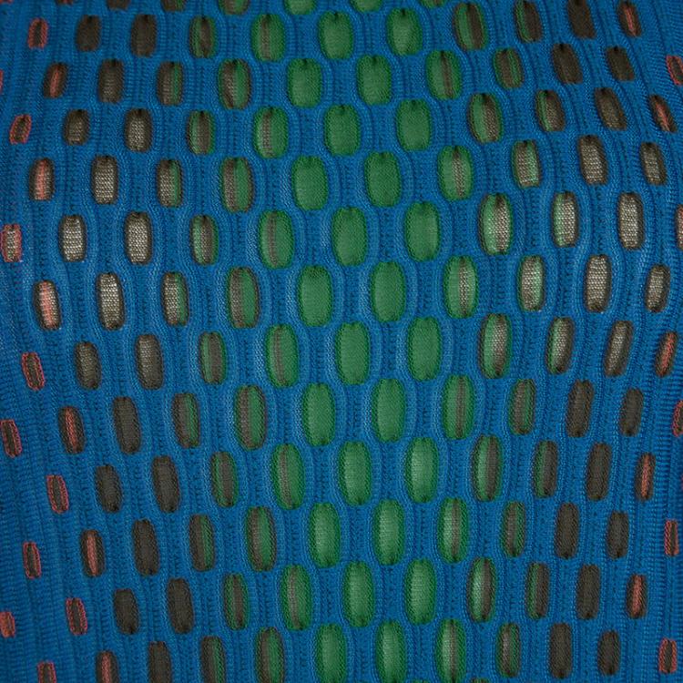 Pre Owned M Missoni Blue Patterned Rib Knit Maxi Dress L