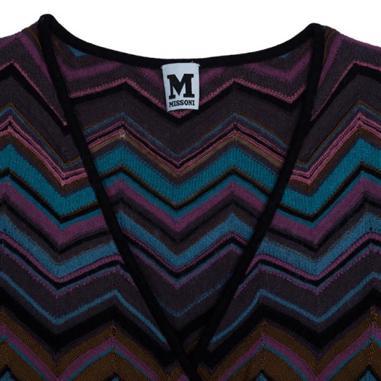 Pre Owned M Missoni Wool Blend Zig Zag Print Dress M