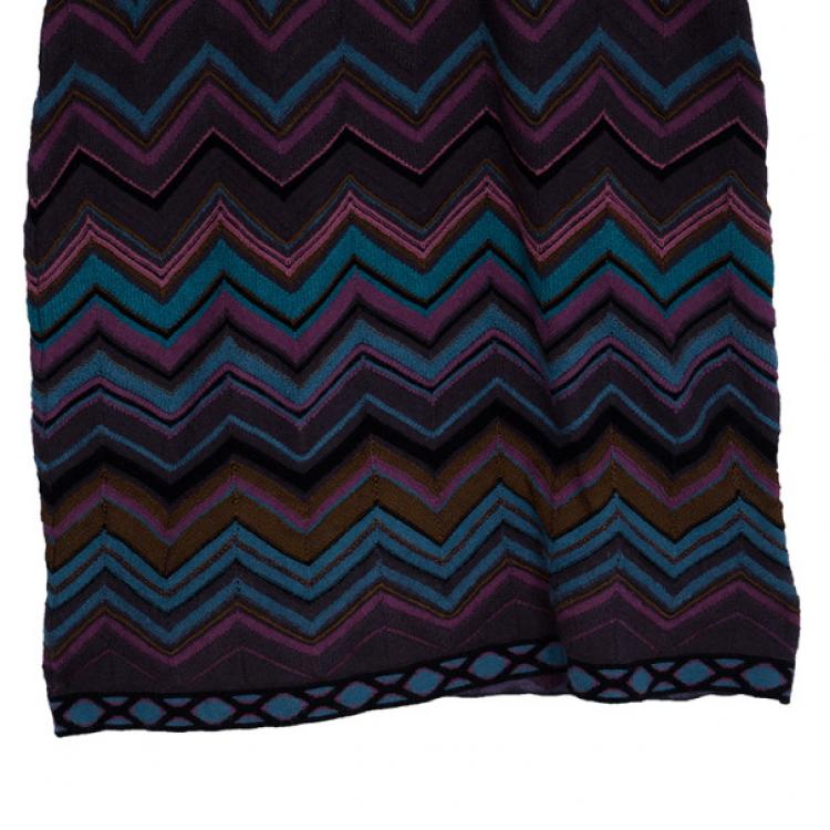 Pre Owned M Missoni Wool Blend Zig Zag Print Dress M