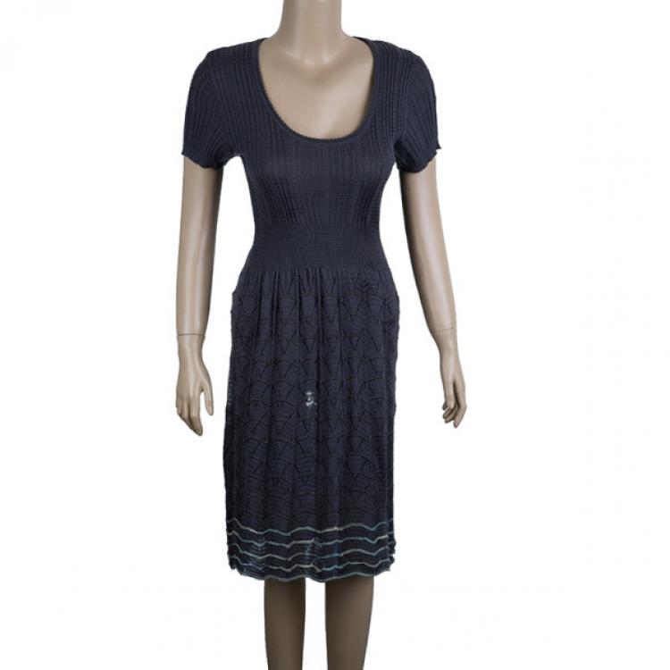 Pre Owned M Missoni Grey Knit Dress M