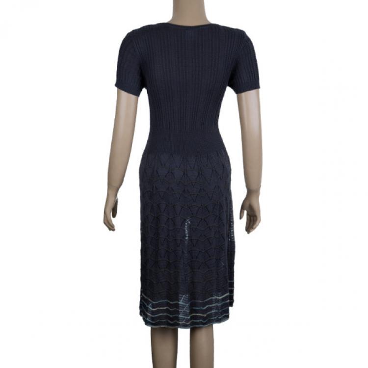 Pre Owned M Missoni Grey Knit Dress M