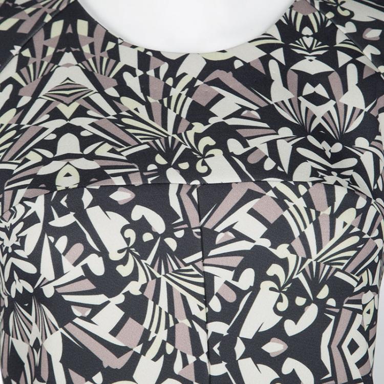 Pre Owned M Missoni Grey Abstract Print Long Sleeve Jersey Dress L