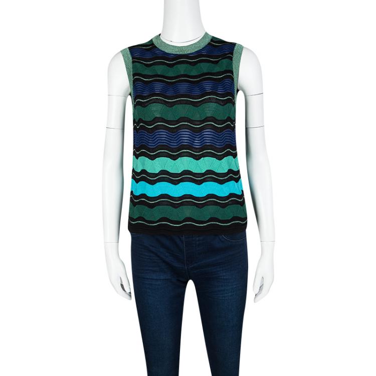 مملوكة مسبقًا M Missoni Multicolor Wool Blend Lurex Knit Sleeveless Top S