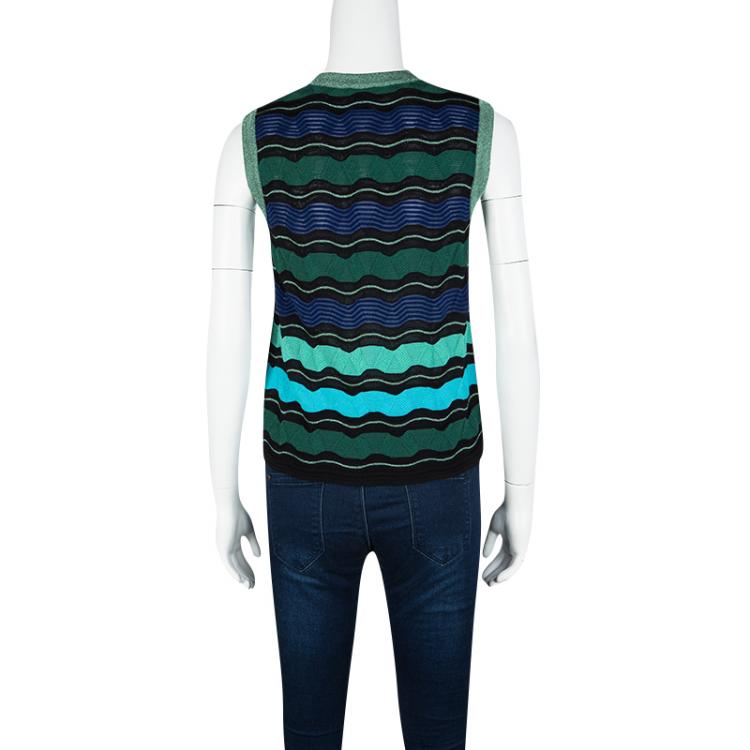 مملوكة مسبقًا M Missoni Multicolor Wool Blend Lurex Knit Sleeveless Top S