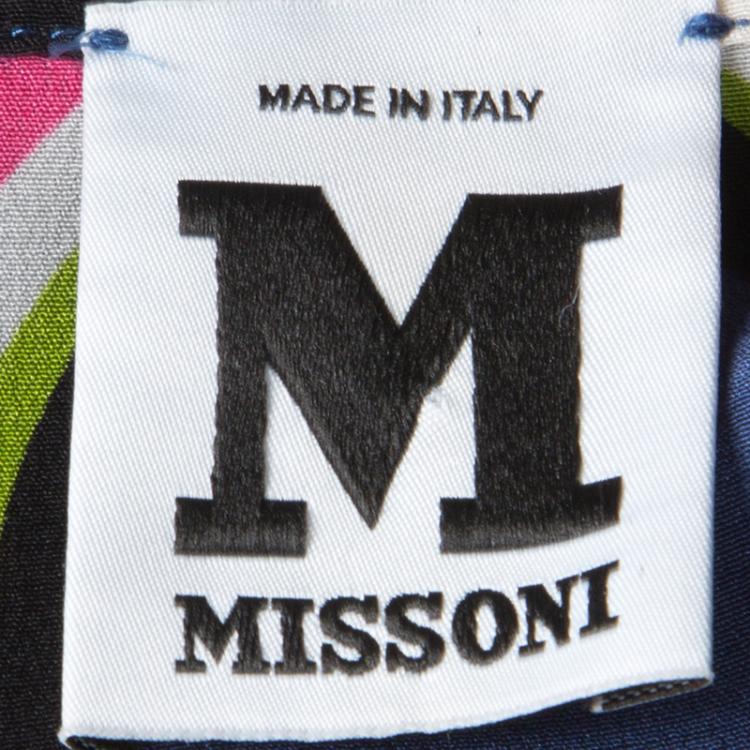 Pre Owned M Missoni Multicolor Wave Printed Silk Long Sleeve Button Front Shirt L