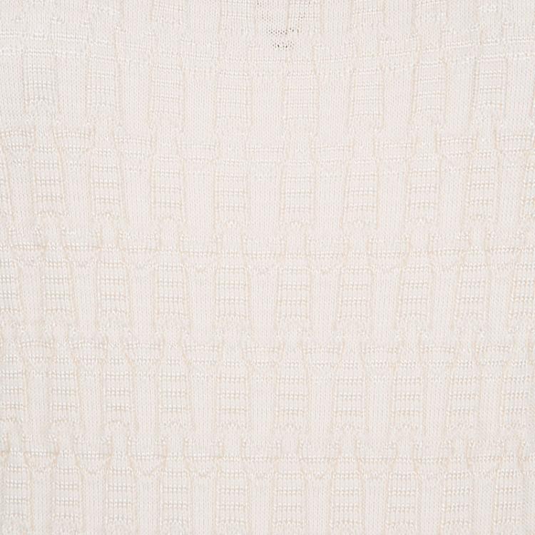Pre Owned M Missoni Beige Knit Rib Trim Sleeveless Top L