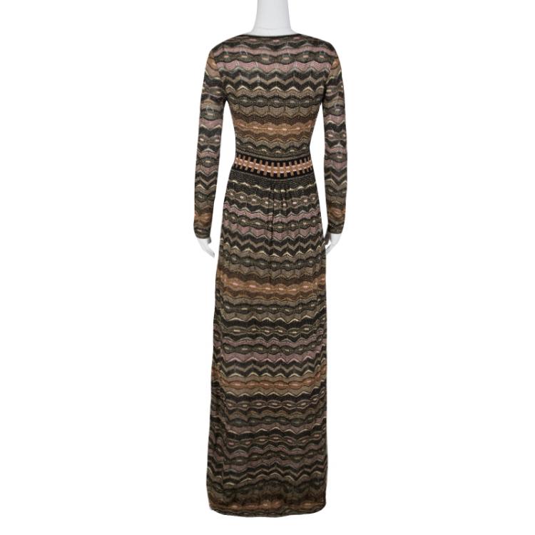 مملوكة مسبقًا M Missoni Multicolor Perforated Lurex Knit Long Sleeve Maxi Dress S