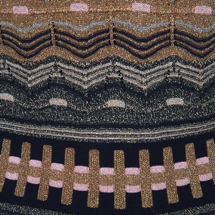 مملوكة مسبقًا M Missoni Multicolor Perforated Lurex Knit Long Sleeve Maxi Dress S
