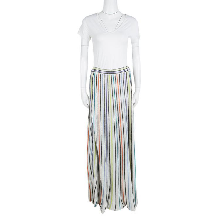 Pre Owned M Missoni Multicolor Vertical Striped Lurex Knit Maxi Skirt L