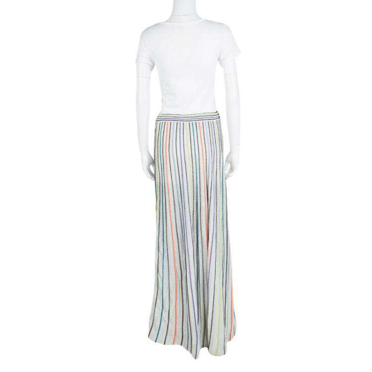 Pre Owned M Missoni Multicolor Vertical Striped Lurex Knit Maxi Skirt L