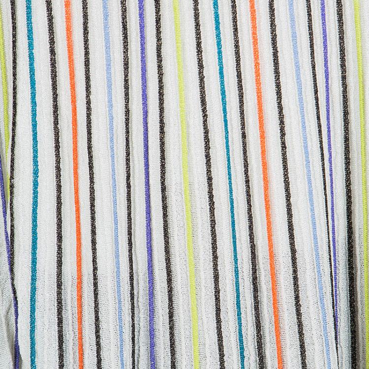 Pre Owned M Missoni Multicolor Vertical Striped Lurex Knit Maxi Skirt L